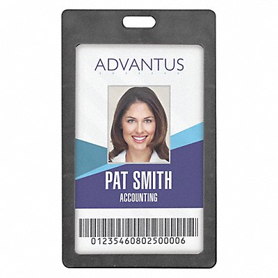 Vertical Rigid ID Badge Holder Blk PK6