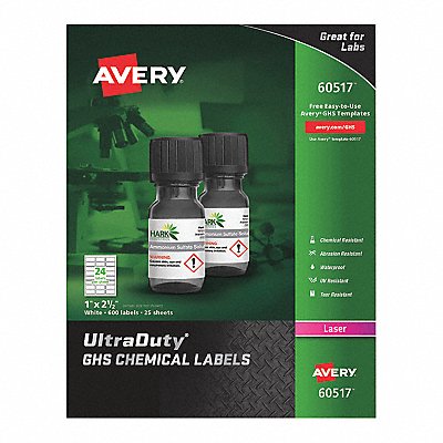 UltraDuty GHS Chemical Labels Laser Wht