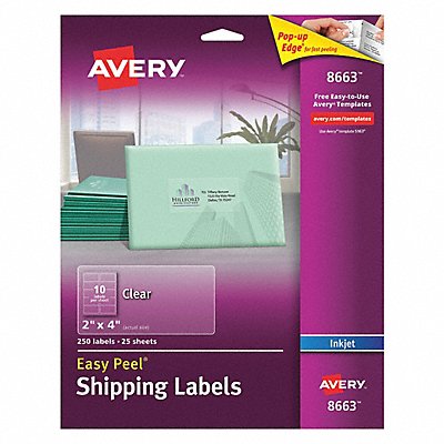 Clear Shipping Labels Inkjet 2 x4 PK250