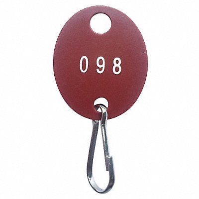 Key Tag Numbered 1 to 100 Oval PK100