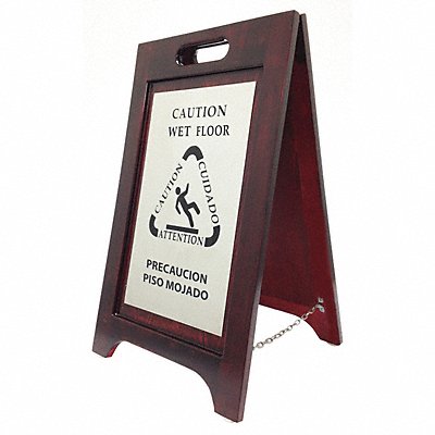 Wet Floor Sign Walnut Wood 24 in H