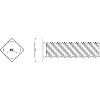 Square Head Bolt Fastener L 3 in PK25