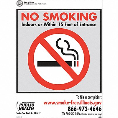 Window Decal No Smoking Illinois PK2