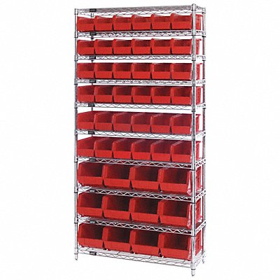 Bin Shlvng 14inx74inx36in Red