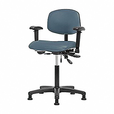 Vinyl Chair Med Arms Glides Blue