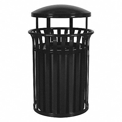 J6409 Trash Can 37 gal Black Steel