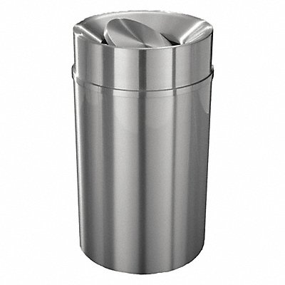 Trash Can Round 33 gal Silver