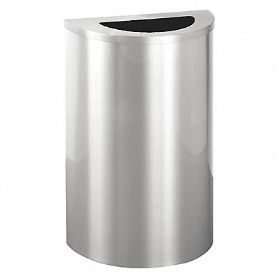 Trash Can Half Round 14 gal Silver