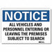 Notice Sign 10x14in Reflective Sheeting