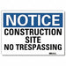 Notice Sign 10 in x 14 in Rflct Sheeting