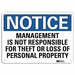 Notice Sign 10 in x 14 in Aluminum