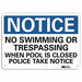 Notice Sign 7 in x 10 in Plastic