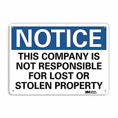 Notice Sign 10 in x 14 in Plastic
