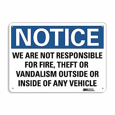 Notice Sign 7 in x 10 in Plastic