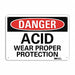 Danger Sign 7 in x 10 in Plastic