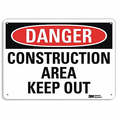 Rflctv Construct Area Sign 7x10in NonPVC