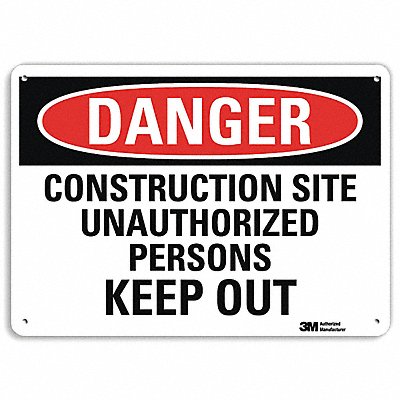 Danger Sign 10 in x 14 in Plastic