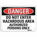 Danger Sign 7 in x 10 in Plastic