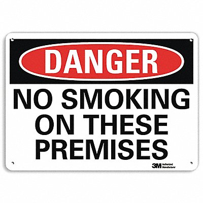 Danger No Smoking Sign 10 x 14 Alum