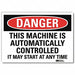 Danger Sign 5 in x 7 in Rflct Sheeting