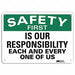 Safety First Sign 10 in x 14 in Aluminum