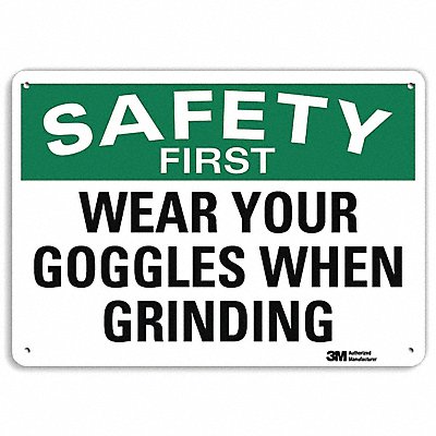 Safety First Sign 10 in x 14 in Aluminum