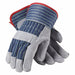 Leather Palm Gloves Blue/Gray S PK12