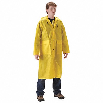 Rain Coat with Hood XL PU/Nylon 48inL