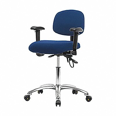 Fabric ESD Chr Desk Arms Cstrs Blue