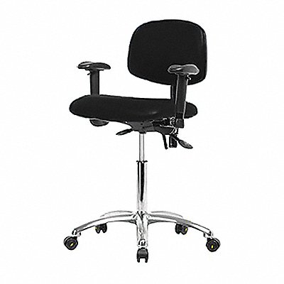 Vinyl ESD Chair Med Arms Casters Blk