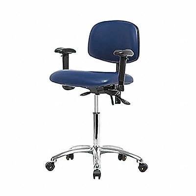 Vinyl ESD Chair Med Arms Cstrs Blue