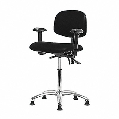 Vinyl ESD Chair Med Arms Glides Blk