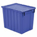 J0286 Attached Lid Container Blue Solid HDPE