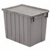 J0286 Attached Lid Container Gray Solid HDPE