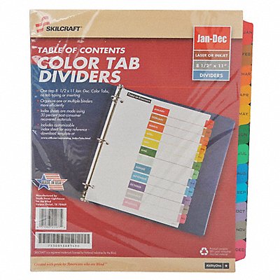 Binder Divider Preprinted Multicolor