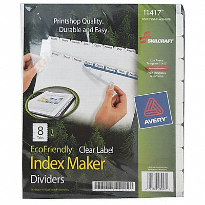 Binder Divider Print-On Labels White