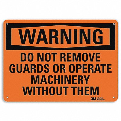 Warning Sign 10 in x 14 in Plastic