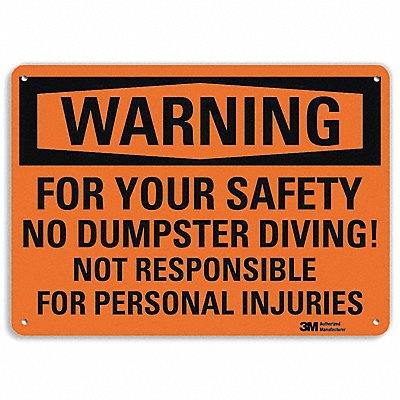 Warning Sign 7 in x 10 in Plastic