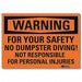 Warning Sign 10x14in Reflective Sheeting