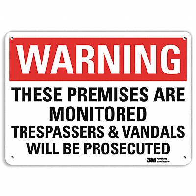 Warning Sign 10 in x 14 in Plastic