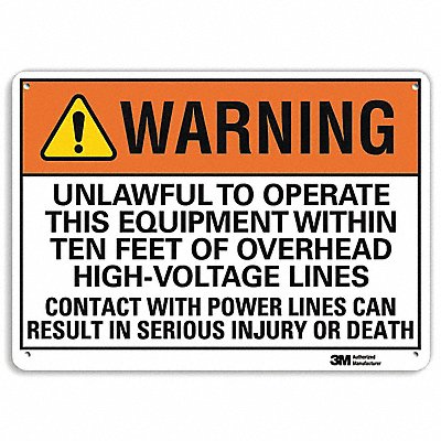 Warning Sign 10 in x 14 in Plastic