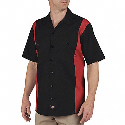 Work Shirt Short Sleeve Black Red L