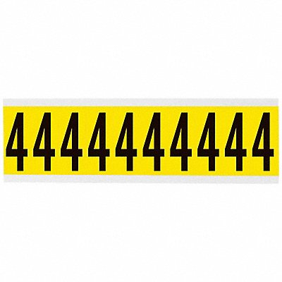 Number Label 4 Blk On Yllw 2-1/4inH