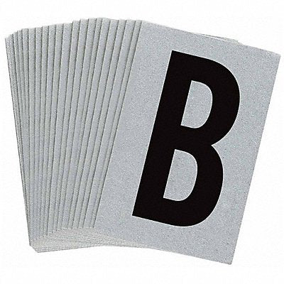 Letter Label B Blk On Slvr 1-1/2inH PK25