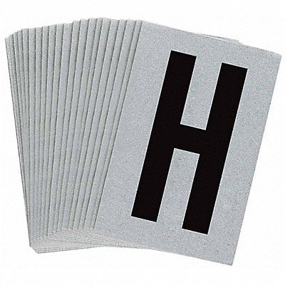 Letter Label H Blk On Slvr 1-1/2inH PK25