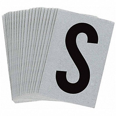 Letter Label S Blk On Slvr 1-1/2inH PK25