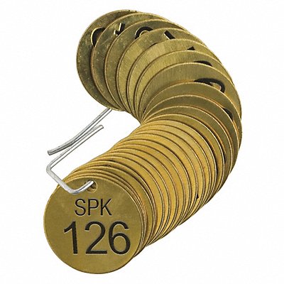 Numbered Tag Brass 1 1/2in W PK25