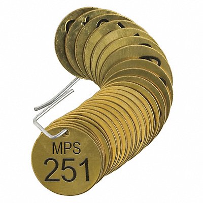 Numbered Tag Brass 1 1/2in W PK25