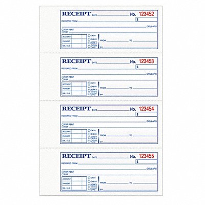 Money/Rent Receipt Books 2-Part Crbnless