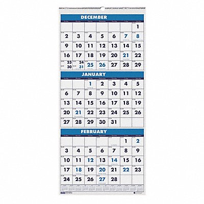 Wall Calendar 12-1/4x27 In.